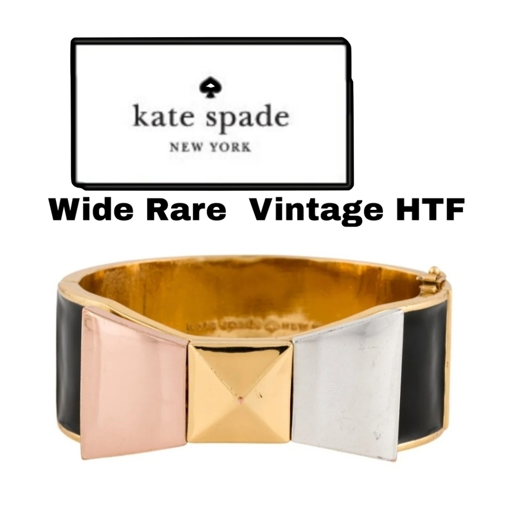 Kate Spade New York Bow Bangle Bracelet Wide With Hinge. Rare Vintage - Picture 1 of 5